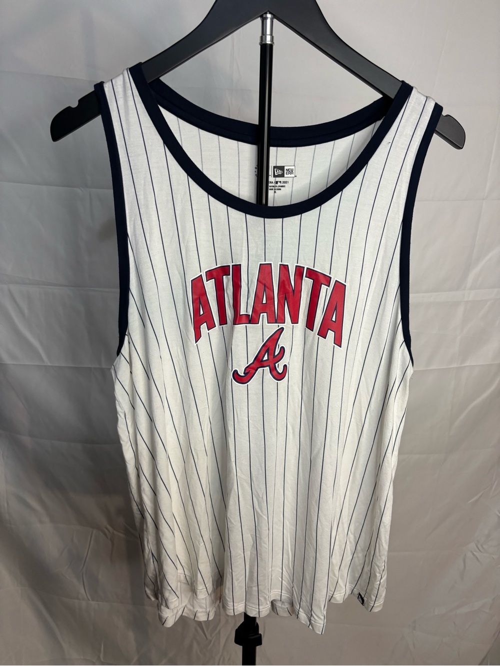 New Era Atlanta Pinstripe Tank Top - White/Red/Navy